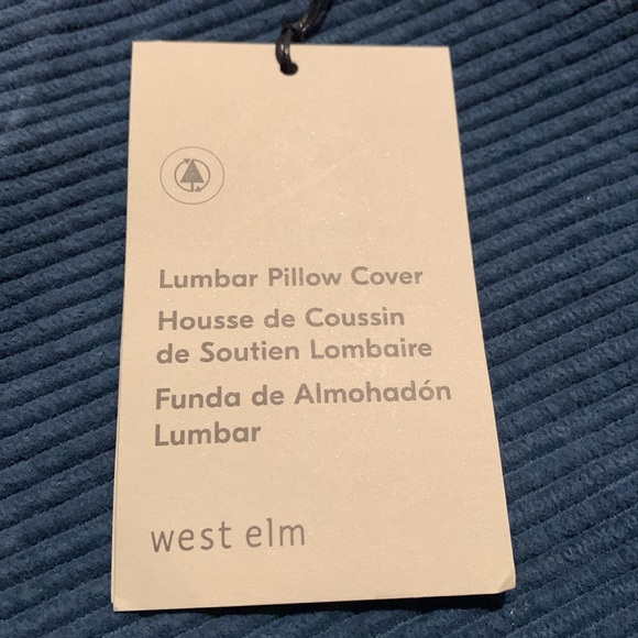 West Elm Corduroy Grey/Blue lumbar pillowcase Brand New With Tags - Picture 2 of 8